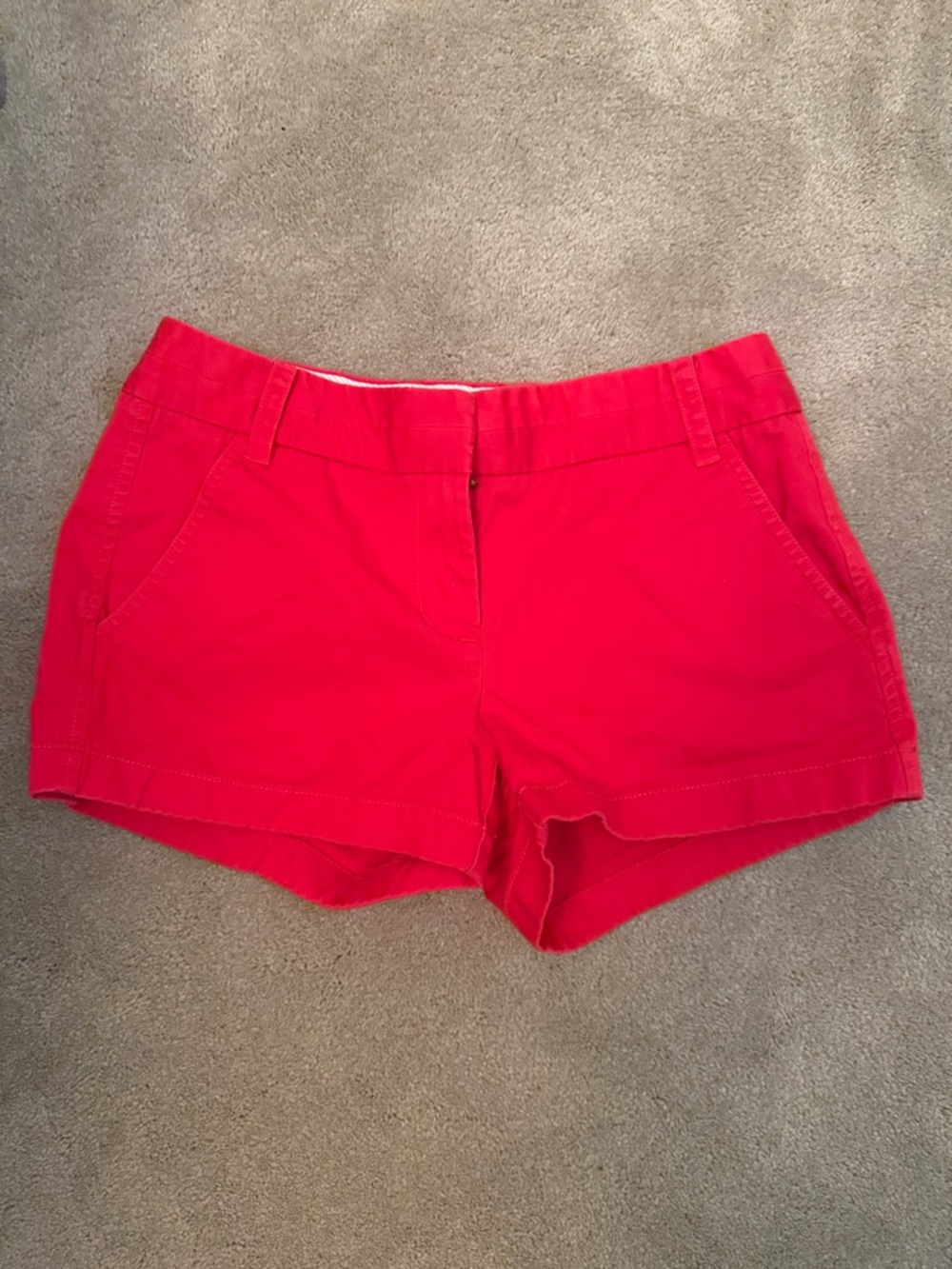 J. Crew Red Cotton Mid-Rise Bermuda Shorts